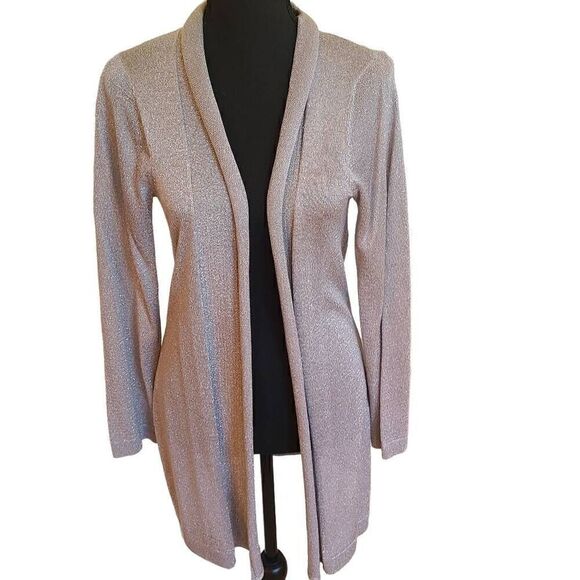 Chico's Womens Open Metallic Silver Metallic Gray Sweater Cardigan XS - Picture 11 of 11
